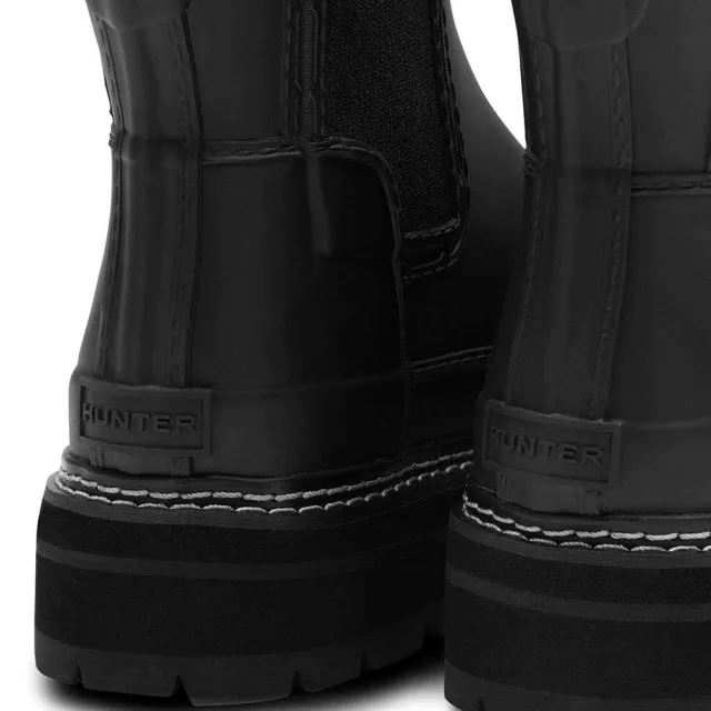 【HUNTER】女鞋 - Refined粗針縫切爾西霧面踝靴(黑色)