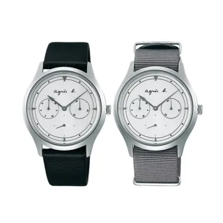 【agnes b.】腕錶-黑銀37mm附贈淺灰色尼龍帶(BP6026X1)