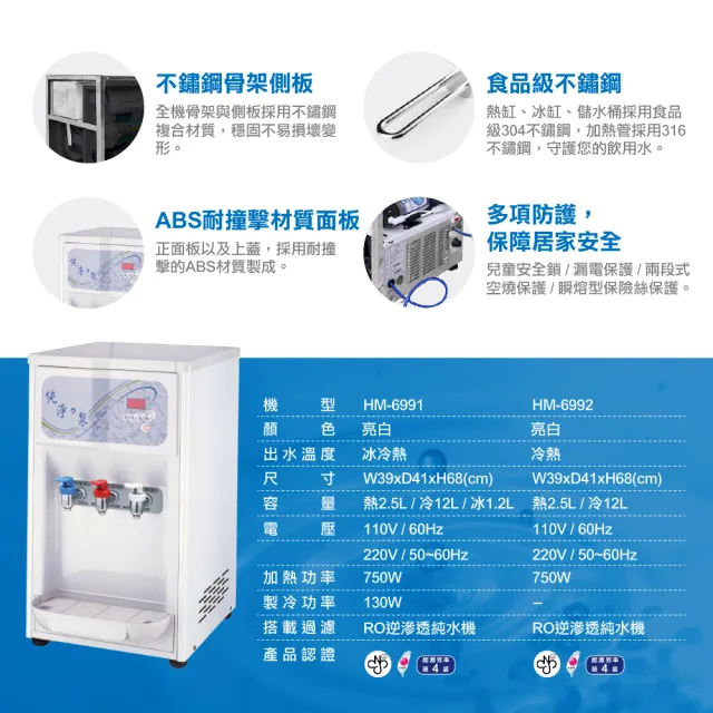 【麗水生活】HM-6992冷熱桌上飲水機(桌上型飲水機)