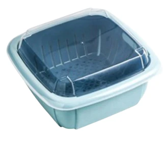 【PS Mall】保鮮盒 收納籃 加蓋 冰箱收納盒 雙層瀝水保鮮盒(J428)