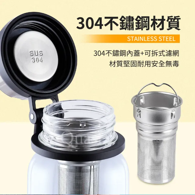 【買一送一】Quasi大容量耐熱高硼硅玻璃水瓶1500ml(附杯套)