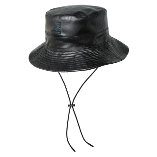 【KANGOL】FAUX LEATHER 漁夫帽(黑色)