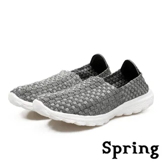 【SPRING】編織休閒鞋 懶人休閒鞋/超輕亮繽紛彩染彈力舒適編織休閒鞋(灰)