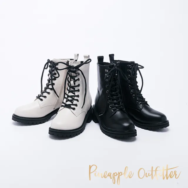【Pineapple Outfitter】BOWEN 真皮拉鍊中筒馬丁靴(白色)