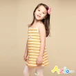 【Azio Kids 美國派】女童 背心 小白花刺繡彩色條紋背心(桔)