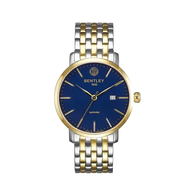 【Bentley 賓利】Aurora系列 時尚手錶(藍/金銀 BL1811-10MTNI)