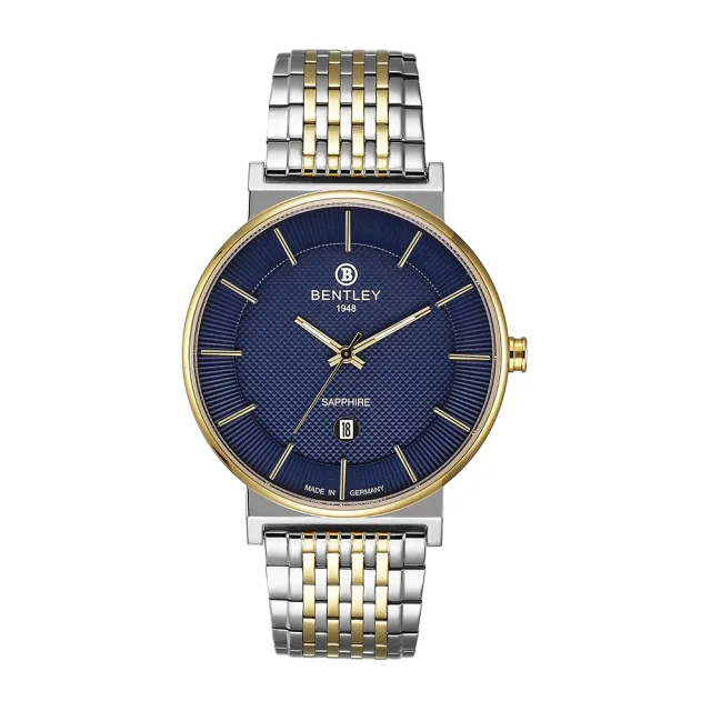 【Bentley 賓利】Gentle Glamour系列 簡約手錶(藍/金銀 BL1855-10MTNI)
