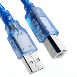 【UniSync】USB2.0A公對B公印表機傳真機傳輸連接線 透藍1.8M/2入