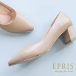 【EPRIS 艾佩絲】現貨 高跟鞋品牌 裸色高跟鞋 素面高跟鞋 喜宴穿搭 伴娘鞋 21.5-26-粉膚裸(粗跟高跟鞋)