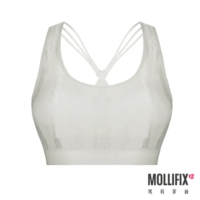 【Mollifix 瑪莉菲絲】A++ 微光三弦美背浮托BRA、瑜珈服(迷霧灰)