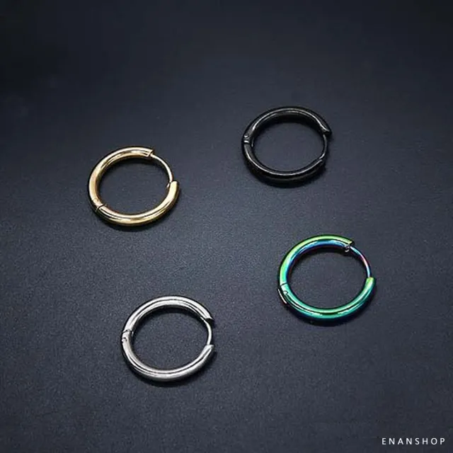 【ENANSHOP 惡南宅急店】鈦鋼圈圈耳環2入組 不生鏽 抗過敏 可戴著洗澡 尺寸任選 圓圈耳環-0178D