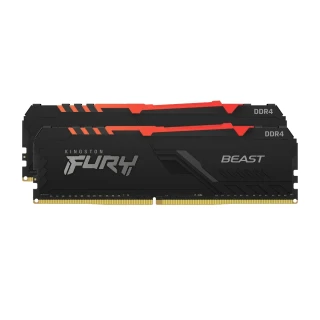 【Kingston 金士頓】FURY Beast RGB DDR4 3200 16GB (8GB x2) PC 記憶體 黑 (KF436C17BBAK2/16) *超頻