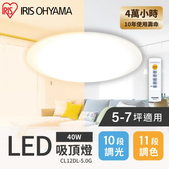 【IRIS】LED圓盤吸頂燈 5.0系列 CL12DL(5-7坪適用 52W 可調光 可變色 遙控開關)
