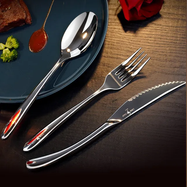 【PUSH!】餐具316不銹鋼叉子刀叉牛排刀叉西餐餐具(刀叉勺三件套裝E162)