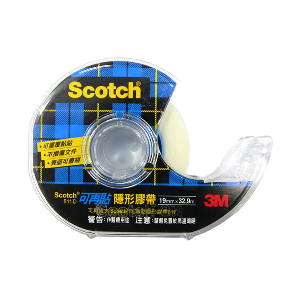 【3M】811D Scotch可再貼隱形膠帶 附輕便膠台 19mmx32.9M