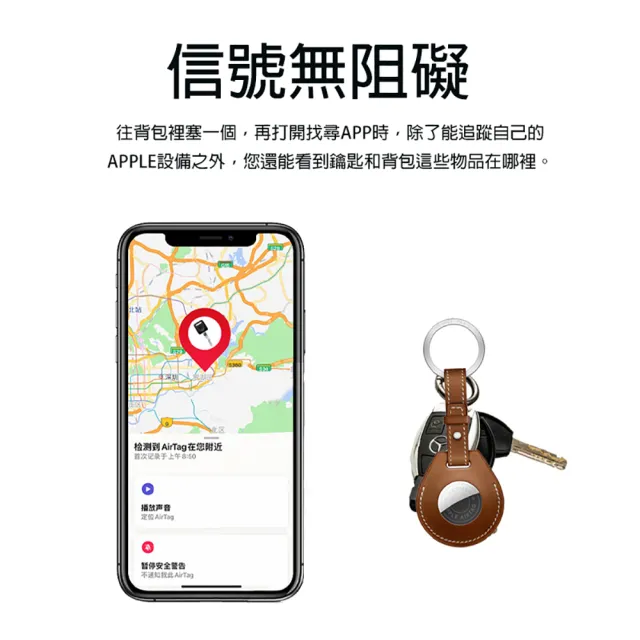 【WiWU】AirTag系列皮革鑰匙圈 保護套(藍/紅/棕)