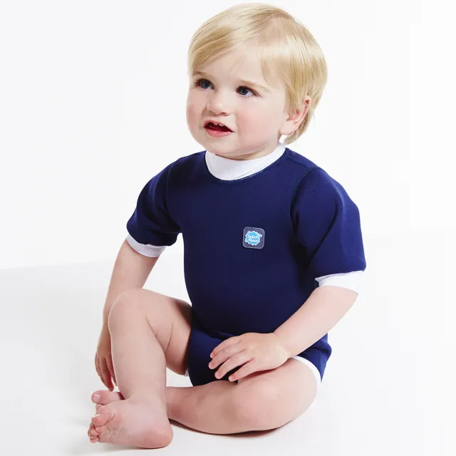 【Splash About 潑寶】嬰兒 尿布褲 連身 防曬 抗UV-海軍藍白(嬰兒泳褲)