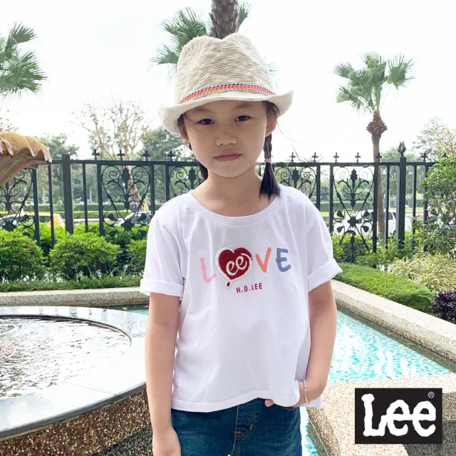 【Lee 官方旗艦】童裝 短袖T恤 / LOVE傘型 天鵝白 季節性版型(LL200330K14)