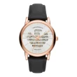 【EMPORIO ARMANI】Meccanico系列王者之風機械腕錶-玫瑰金X黑皮帶(AR60031)