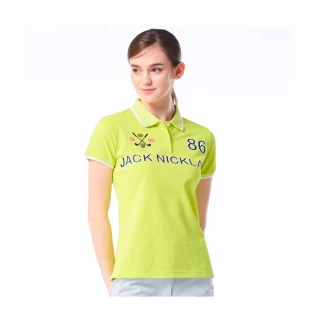 【Jack Nicklaus 金熊】GOLF女款英文印花吸濕排汗POLO衫/高爾夫球衫(綠色)