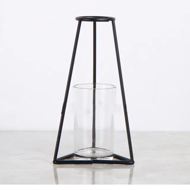 【JEN】創意簡約鐵藝玻璃花瓶花器桌面擺飾居家裝飾高16cm(J款)