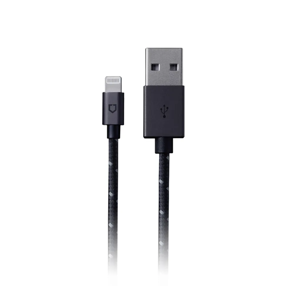 【RHINOSHIELD 犀牛盾】Lightning to USB-A for 1.2M∣1.2公尺-黑色編織款充電/傳輸線(iPhone/iPad適用)