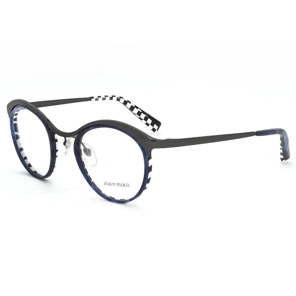 【Alain Mikli】法式風采度假系列金屬微貓眼圓框眼鏡(鐵灰色 A02039D-003)
