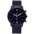 【FOSSIL】FOSSIL 黑色時尚風三眼計時米蘭帶錶帶手錶-黑面X黑色/44mm(FS5707)
