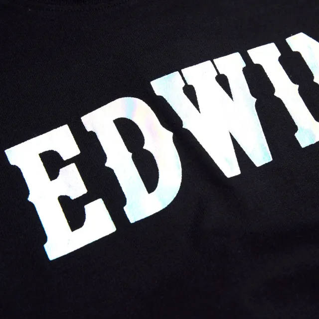 【EDWIN】男裝 EFS雷射光LOGO短袖T恤(黑色)