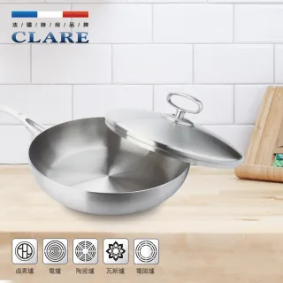 【CLARE 可蕾爾】晶鑽316七層平底鍋30CM 台灣製造(適用IH及各式爐具)