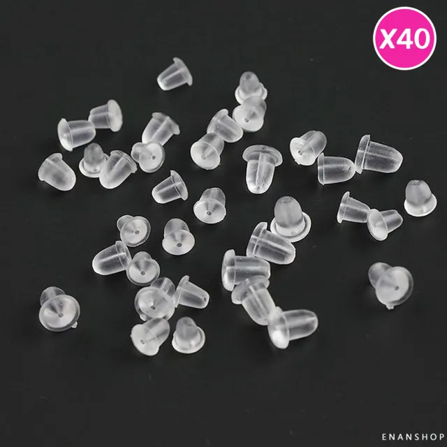 【ENANSHOP 惡南宅急店】矽膠耳塞40入組 耳針式 耳環配件 耳扣 塑料後扣式耳堵 矽膠 耳塞-0345D
