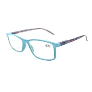 【MEGASOL】抗UV400濾藍光時尚男女仕中性老花眼鏡大框手機眼鏡(印花年輕炫彩矩方框-LSZ-0301)
