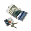 【SALLIES】日本迷你透視輕量化錢包 零錢包 皮夾 收納包(銀藍格紋)