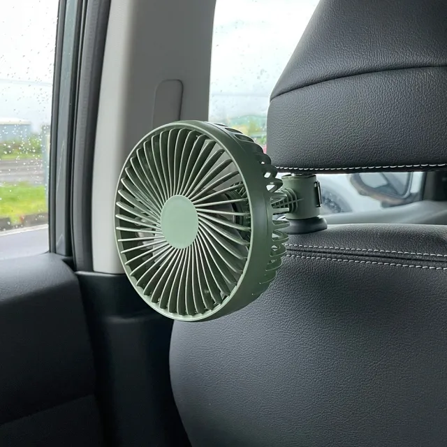 【SINYI】汽車5吋兩用USB勁涼風扇-軍綠(吸盤 頭枕固定 廣角送風 車用 家用)
