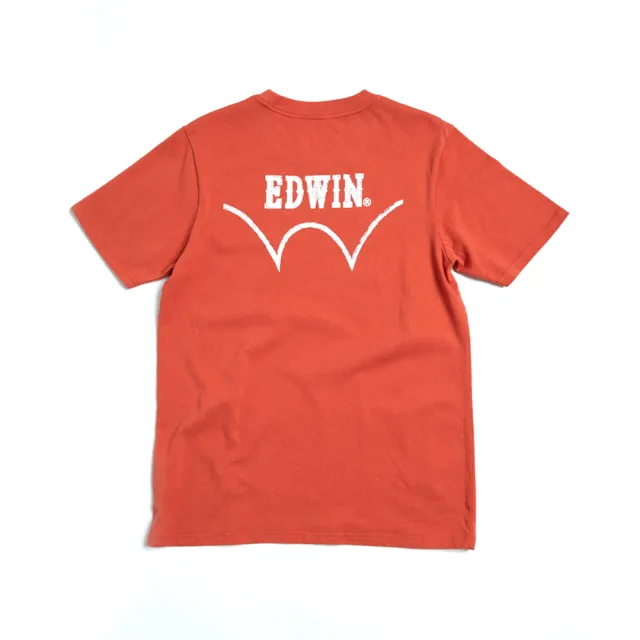 【EDWIN】男裝 PLUS+ 印花章短袖T恤(桔色)