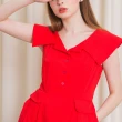 【Who Cares】優雅設計感寬領無袖花苞連身裙(兩色任選:紅、藍)