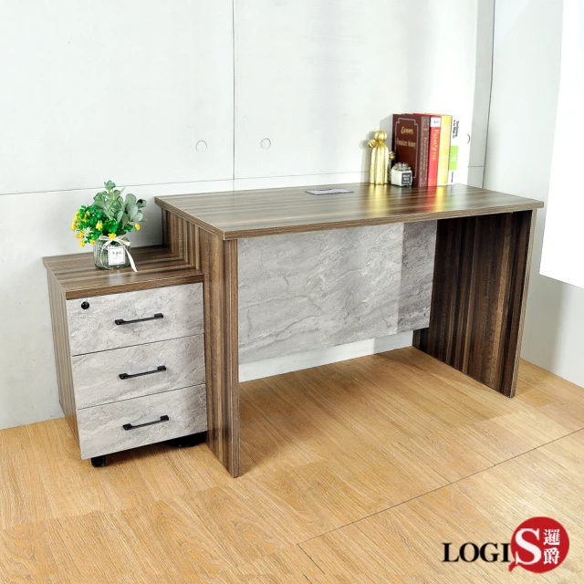 【LOGIS】克里斯木＆石紋活動櫃書桌(辦公桌 工作桌)