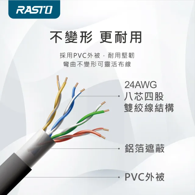 【RASTO】CAT5E 3M 網速100MBPS網路線 REC2