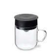 【PO:】2入組手沖咖啡(咖啡玻璃杯350ml-黑灰+咖啡玻璃杯240ml-灰)