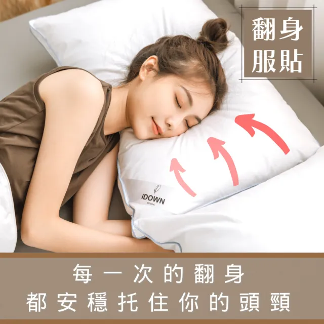 【iDOWN BEDDING】立體舒柔羽絨枕 1 入組(睡感柔軟、舒適、包覆 - 蓬鬆柔軟)