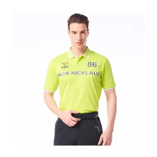 【Jack Nicklaus 金熊】GOLF男款英文印花吸濕排汗POLO衫/高爾夫球衫(綠色)