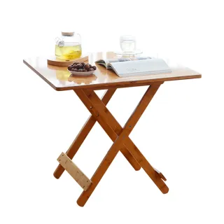 【DR.MANGO 芒果科技】楠竹免安裝易收納摺疊桌方桌餐桌70cm(高度可調 易收納)