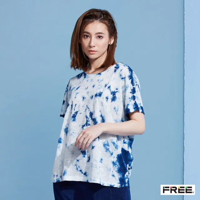 【FREE】★體驗款★雲若藍染小船領綁染上衣(藍色)