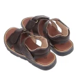 【手工兒童涼鞋】台灣製咖啡色皮革可黏式涼鞋(K1C060I)