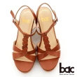 【bac】復古交叉編織坡跟厚底涼鞋(棕色)