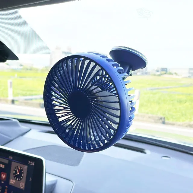 【SINYI】汽車5吋兩用USB勁涼風扇-海軍藍(吸盤 頭枕固定 廣角送風 車用 家用)