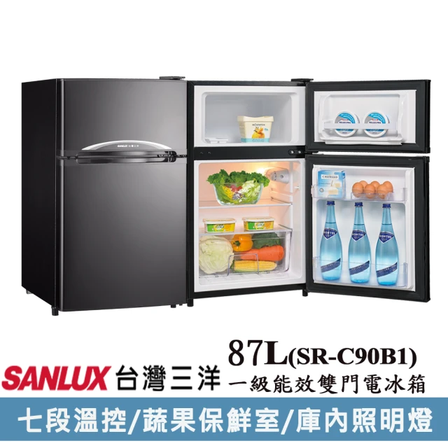 【SANLUX 台灣三洋】87公升一級能效雙門冰箱(SR-C90B1)