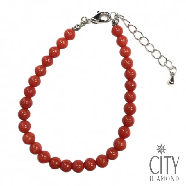 【City Diamond 引雅】紅珊瑚 5.5mm 圓珠 手鍊(東方青蘊系列)