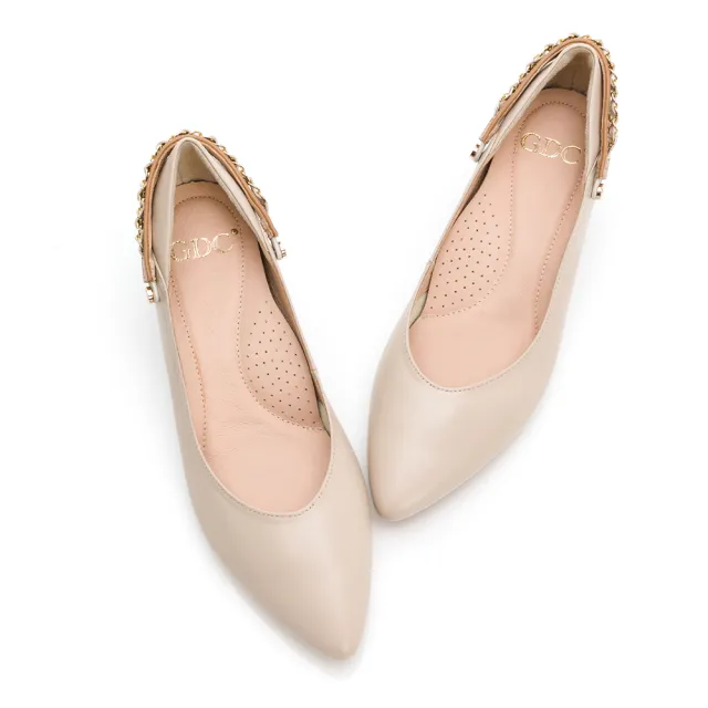 【GDC】古典巴洛克歐風素色小香金鍊質感真皮舒適中跟尖頭包鞋-可可色(111980-08)