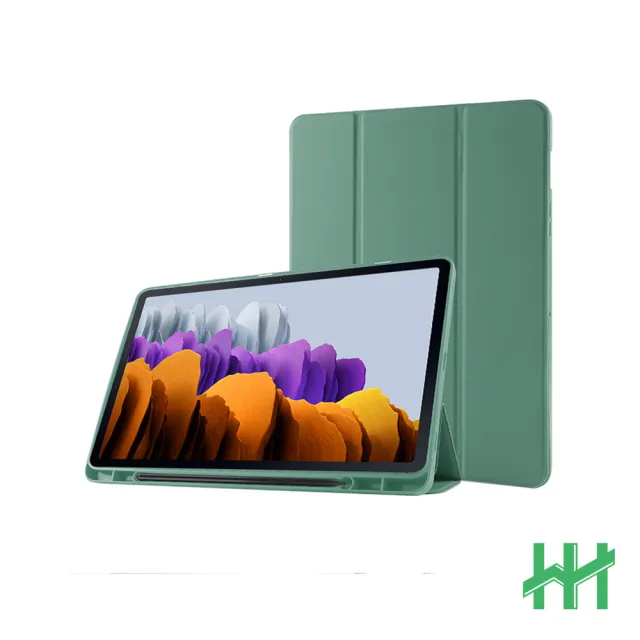 【HH】Samsung Galaxy Tab S7+ 12.4吋 T970/T976 矽膠防摔智能休眠平板皮套-暗夜綠(HPC-MSLCSST970-GK)